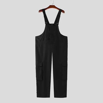 AIDASE  -  Men Jumpsuits Solid Color Sleeveless Straps Rompers Men Pants Streetwear Loose 2025 Fashion Casual Suspenders Overalls aidase-shop